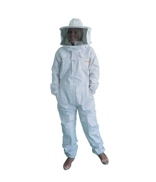 White Beekeeping Suit with Round Hat
